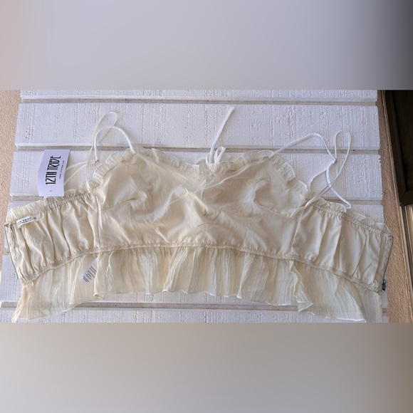 12th Tribe Women’s 2 Pc Crop Top Maxi Skirt Set Gauzy Cream Bows Size Small - Picture 7 of 14